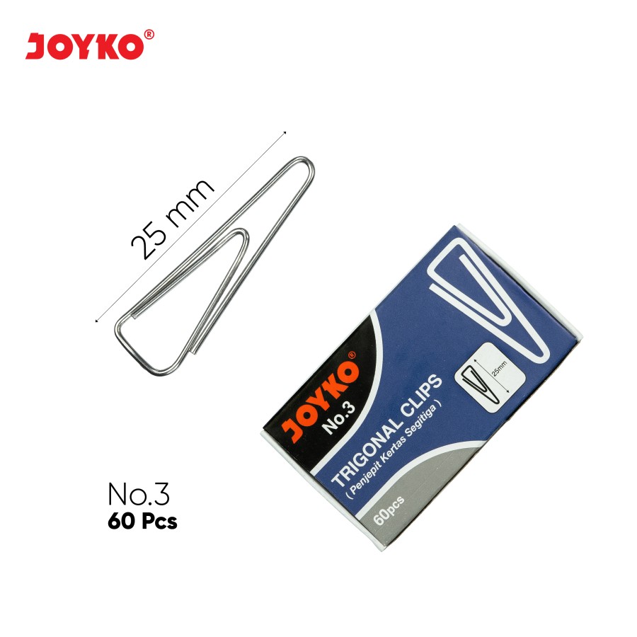 Trigonal Clip Klip Penjepit Kertas Segitiga Joyko – No.3-60Pcs (15)