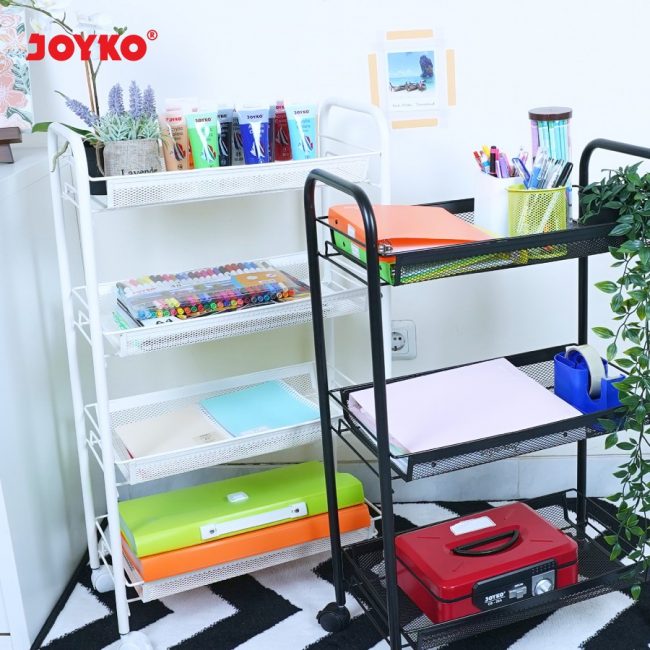 ak Susun Roda Troli Penyimpanan Rolling Storage Cart Joyko CART-54~55 – Cart54-3Tier, Black (10)